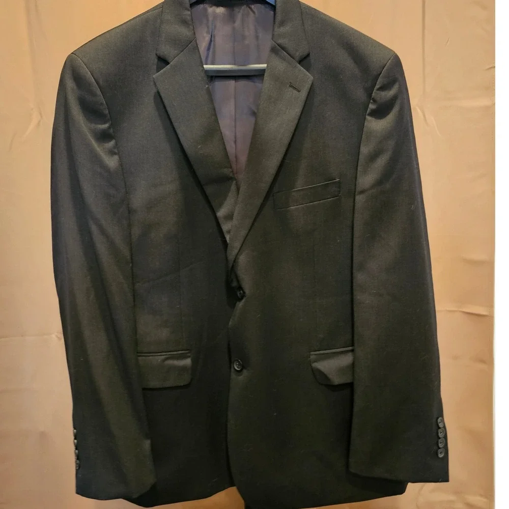 Pronto Uomo Platinum Mens 46R Dark Gray 100% Wool Suit Sport Coat Blazer EUC‎